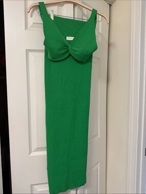 Meshki Kelly Green Twist-Front Knit Two Piece Set